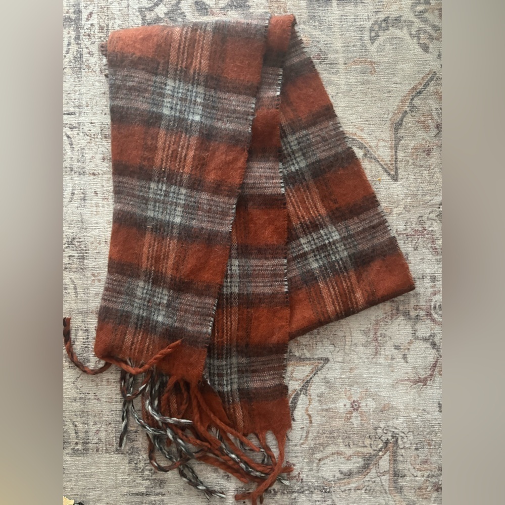 GAP Plaid Scarf - Rust and Charcoal